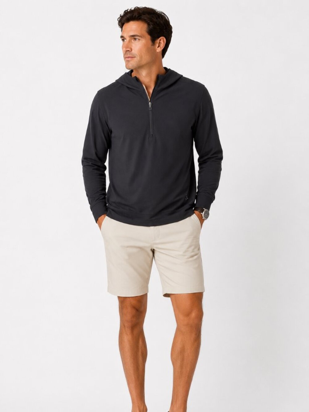 Lululemon Men's Black Hooded 1/2 Zip Performance Pullover Hoodie - Size Large